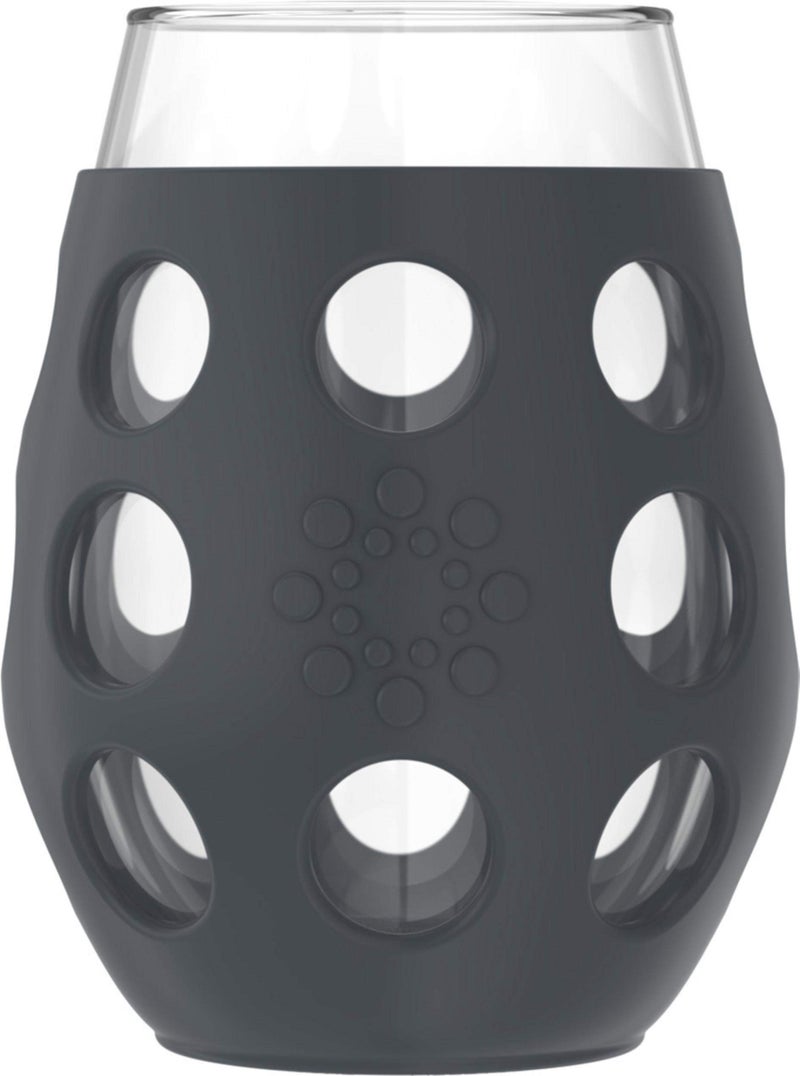 Lifefactory Wine Glass with Protective Silicone Sleeve, 4 Count (Pack of 1), Carbon - Image 2